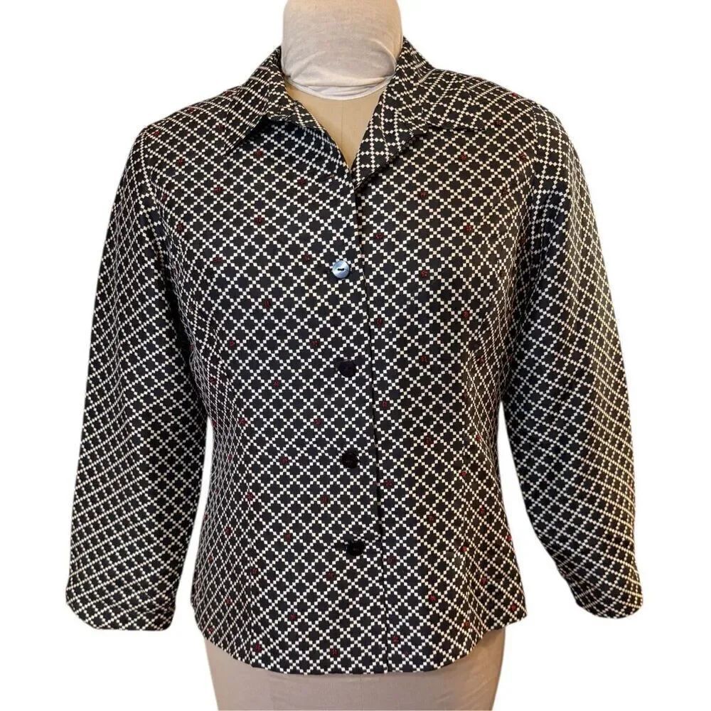 Silkland Women’s Lightweight Jacket/Blazer Black/White Beaded Sz. MP